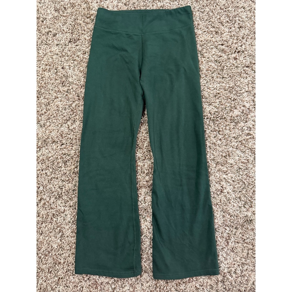 Pact Women Organic Cotton Flare Leggings Green Bootcut Yoga Pants Size M Earth